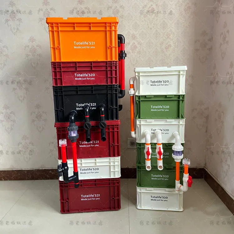 鱼缸周转箱过滤器内置水泵多层净水循环滴流盒养鱼过滤系统工业风