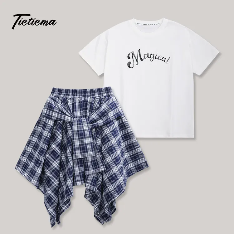 2025夏季百搭格子半身裙百褶时尚中大儿童穿搭凉爽舒适