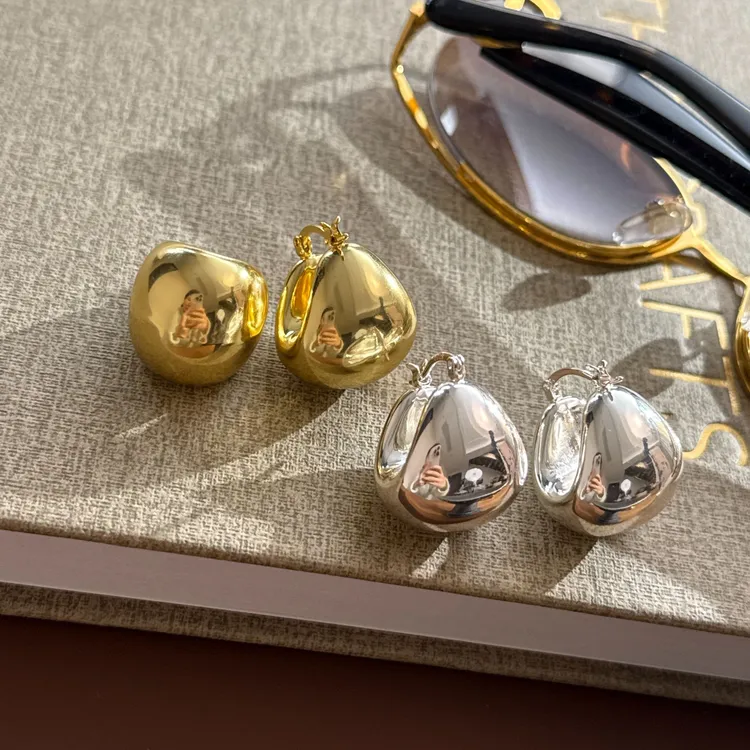 黄铜耳饰 【提篮】金色金属U型光面圆球耳饰时尚气质百搭耳环