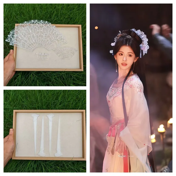  来战鞠婧祎阿黛同款头饰发饰古风头饰汉服馆头饰3d打印小众爱好