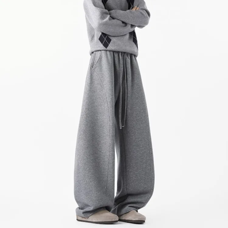 450g重磅糯感情侣秋冬加厚美式弯刀卫裤显瘦通勤超软休闲裤 K2939