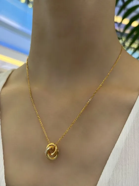 坠链均925银 S925&镀18K 环环相扣项链时尚气质轻奢百搭