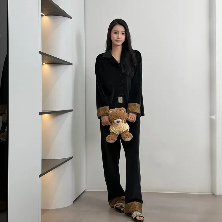 【海岛绒】睡衣女士秋冬款加厚加绒长袖大码家居服春秋套装A