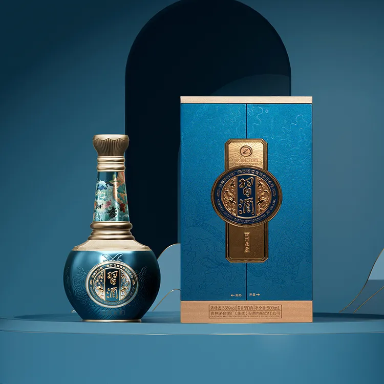 习酒四州美景500ml酱香型白酒单瓶礼盒装53度