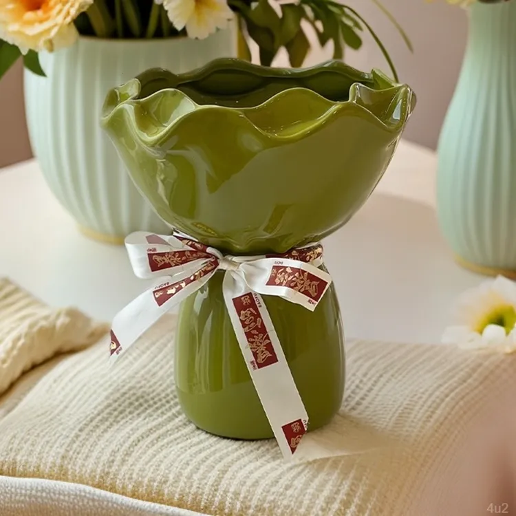 创意红色简约个性插花鲜花水培干花花瓶喜庆客厅桌面玄关装饰摆件