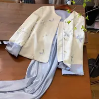 【蓝碟】(正肩双面穿) 国风显瘦女士休闲外套 春秋百搭中国风上衣女