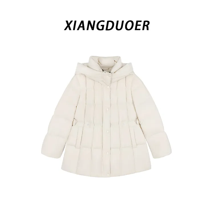 流行韩系甜暖棉服连帽款女2025冬季新款通勤松弛带甜感遮肉不笨重