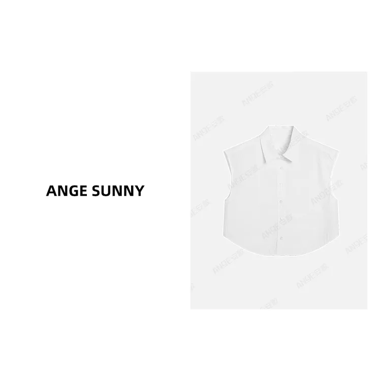 ANGE SUNNY【满钻套装 无袖衬衫】a*w风格翻领单排扣无袖上衣