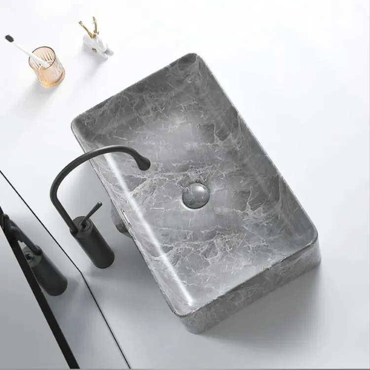 北欧轻奢灰石纹台上盆台上洗手盆家用阳台卫生间小户型洗手盆