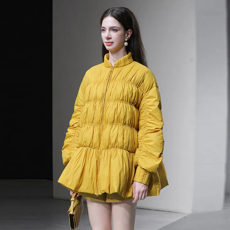DF冬季时尚休闲减龄灯笼袖宽松A摆羽绒服加厚90羽绒服外套HC36002