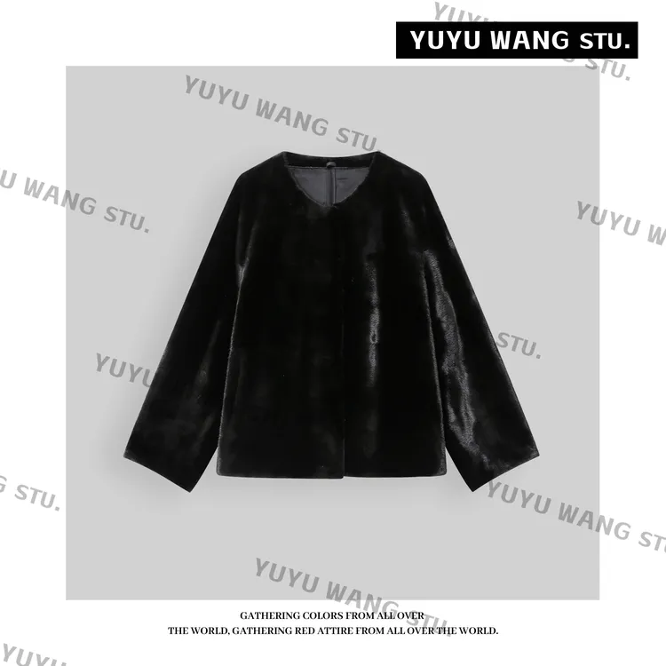 YUYU WANG 【宝嘉美】进口宝嘉美~本黑貂皮大衣水貂皮草外套短款