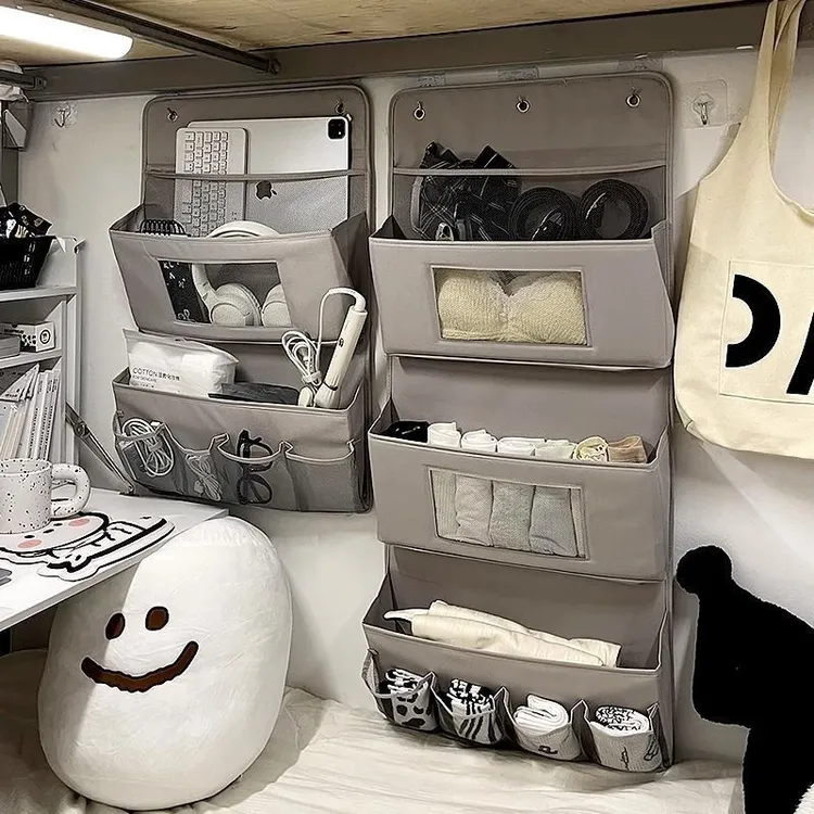 宿舍床上收纳挂袋悬挂式墙上置物架衣柜大学生上铺内衣袜子置物袋