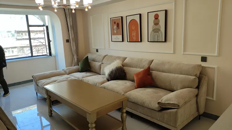 休闲布艺乳胶颗粒清闲坐感软沙发