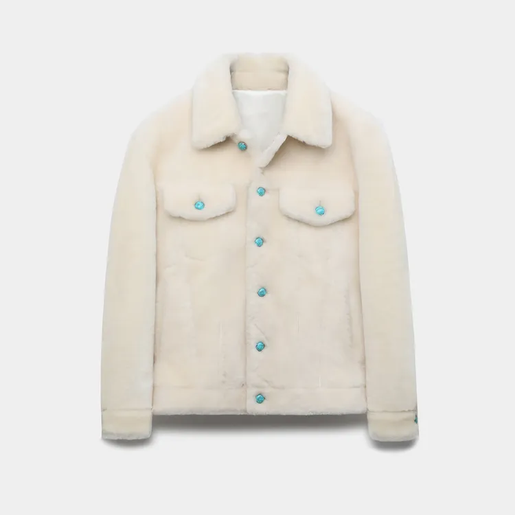 “菲董家 6位数版” 绿松石超细腻柔软進口美利奴皮毛一体男