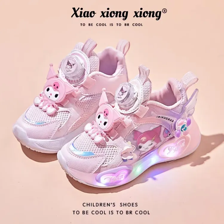 ABC儿童库洛米发光鞋2025秋季新款女童公主运动鞋女孩风车老爹鞋