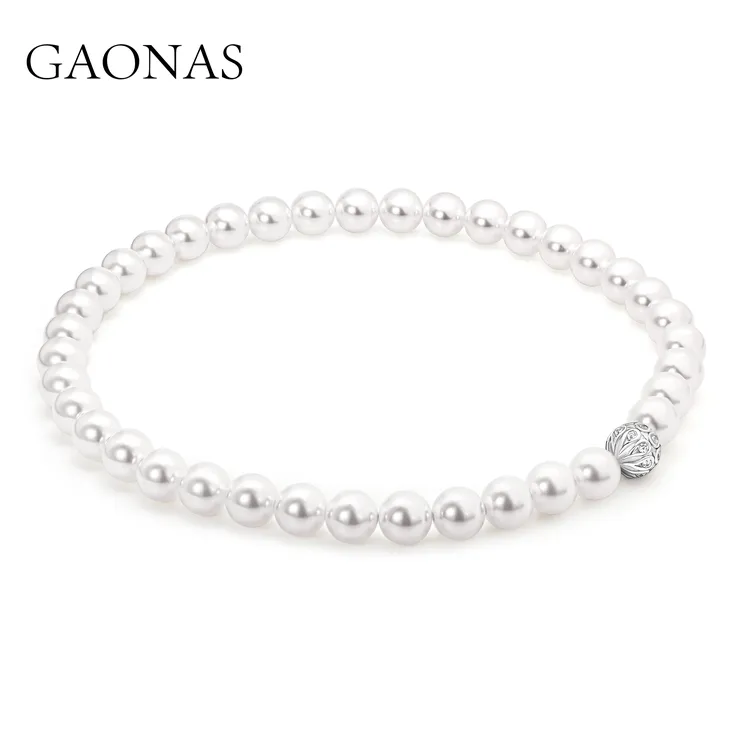 GAONAS 仿珍珠项链 经典10mm白色贵气珠项链11787XW