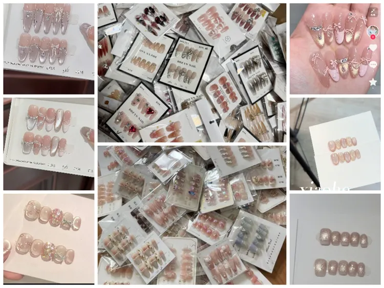 春日新款显白可拆卸高级感穿戴甲法式美甲手工贴片甲片纯手工