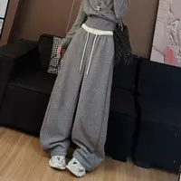 【LLU李】秋季新款烫钻卫裤修身显瘦休闲裤直筒宽松阔腿裤LLU-61220