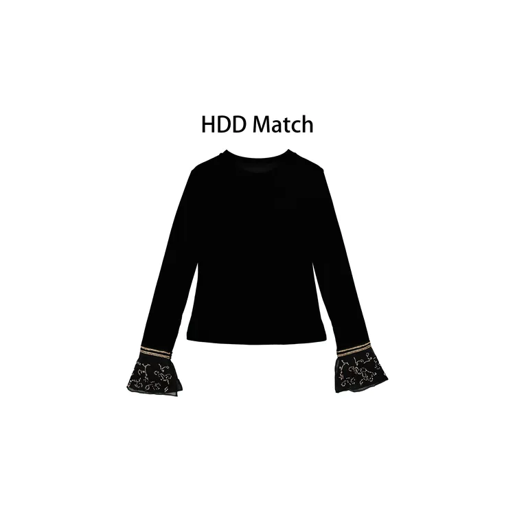 HDD- "温雅限定" 桑蚕丝 秋季女款丝绒拼接显瘦名媛上衣 Y8916