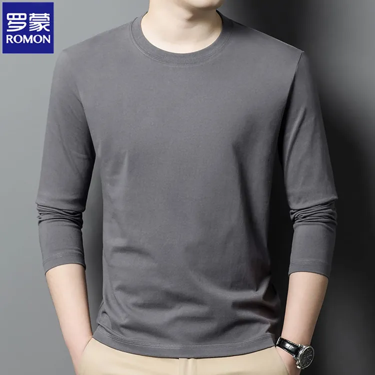 罗蒙男士秋季新款长袖卫衣2025秋冬爆款休闲长袖圆领纯棉打底衫