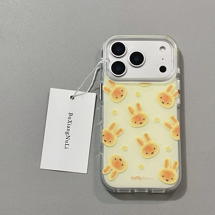 卡通满屏星星米菲兔饼干适用苹果17pro手机壳iPhone16磨砂15/14