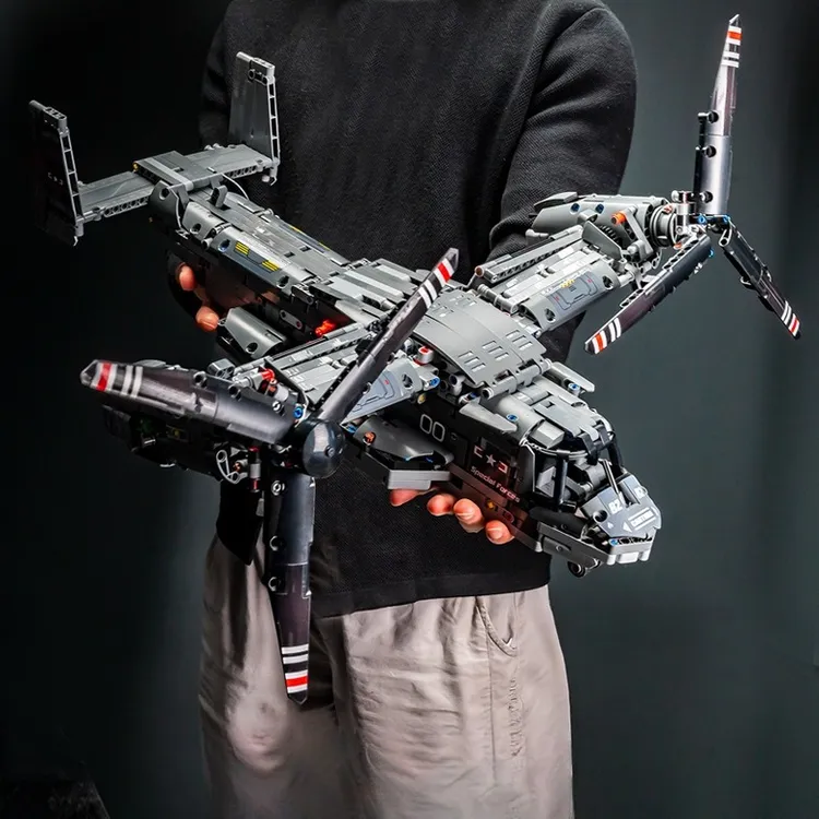 信宇鱼鹰-22直升机运输机儿童兼容积木拼装玩具男孩子高难度