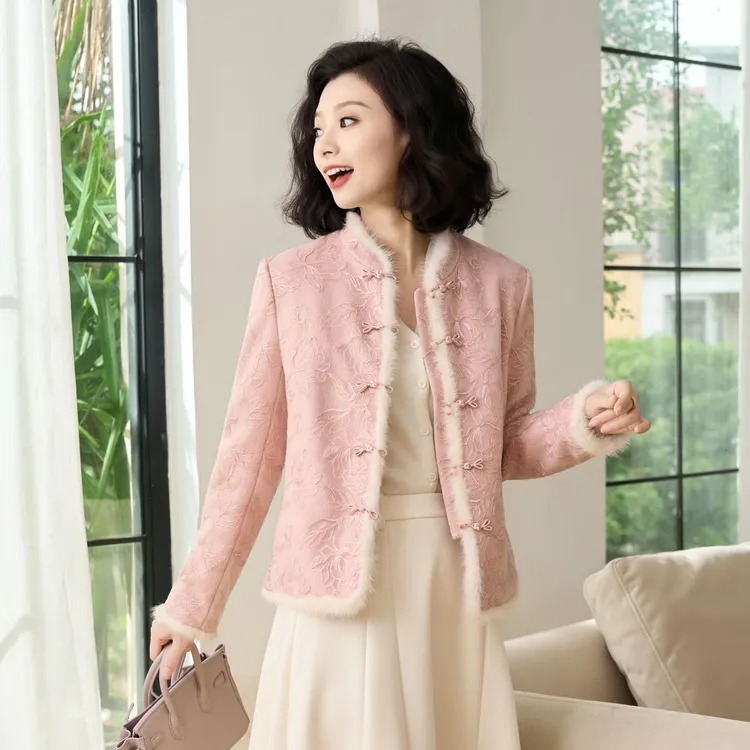 西子/【花之礼赞】羊毛新中式重工刺绣拼水貂毛外套/WTHY063