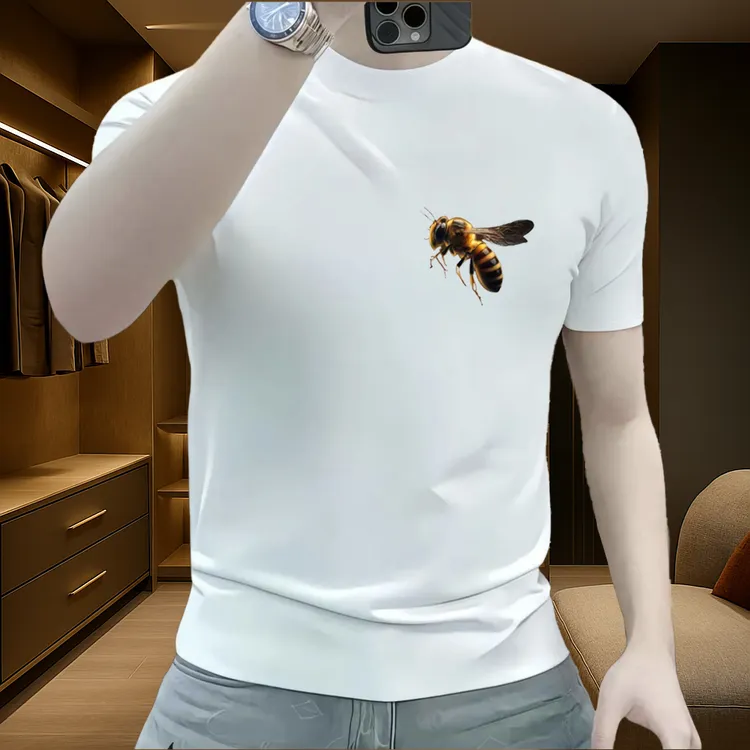 新款百搭纯棉潮牌T恤男重磅弹力短袖高级设计感爆款半袖圆领上衣