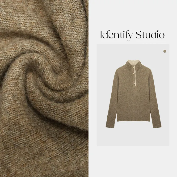  IDENTIFY冬季简约百搭老钱感翻领打底上衣25AWXS1220089