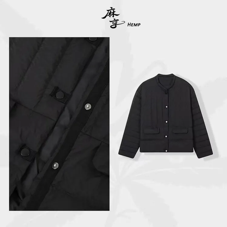 麻享【小立领羽绒服】短款单排扣羽绒外套女士保暖轻薄外套FSY51073