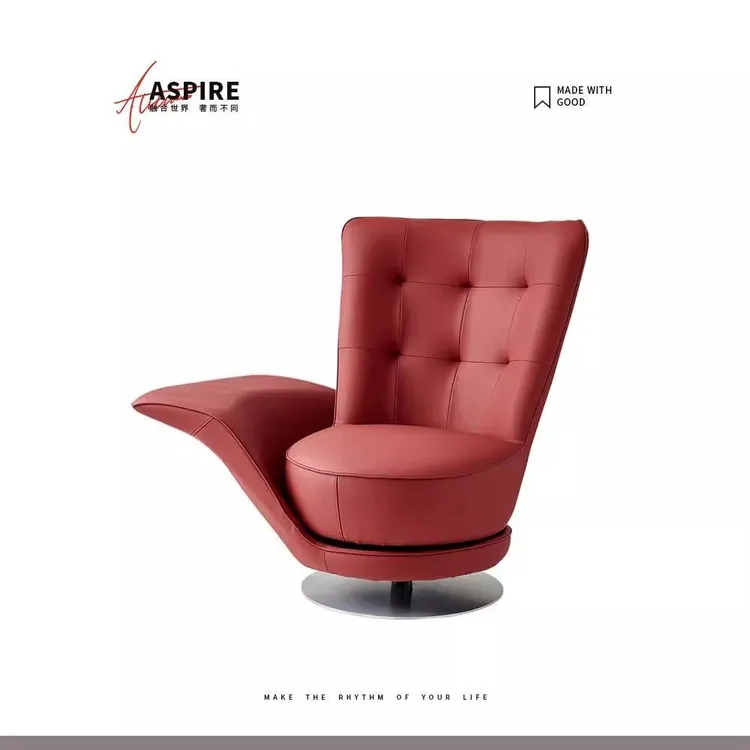 意式单人沙发椅现代设计师创意旋转扶手别墅高级感休闲椅子转椅