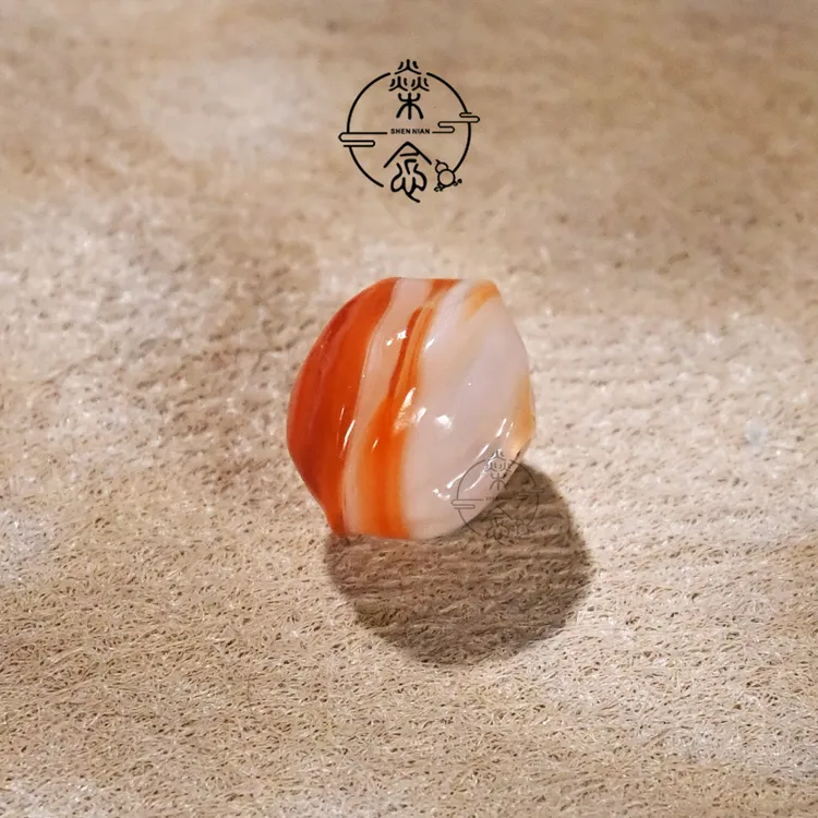 9MM玛瑙红白缠丝三文鱼横打百香籽配饰手串DIY顶珠腰珠隔珠配珠