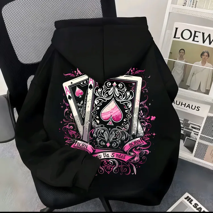 重磅加绒加厚美式潮牌印花连帽卫衣秋冬休闲百搭男女同款宽松外套