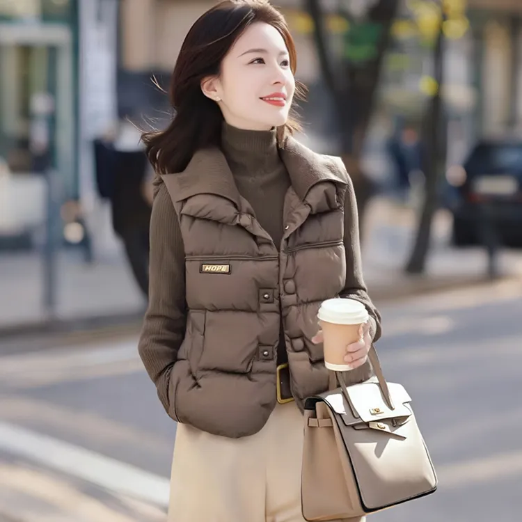 欧货高端时尚棉服马甲女2025秋冬新款外穿宽松小背心棉服短外套