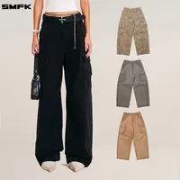 SMFK暴风切割弧形工装裤 PWV01S 宽松时尚潮流百搭阔腿弯刀裤