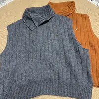 毛针织衫落肩袖女高领秋季休闲轻熟风针织无袖