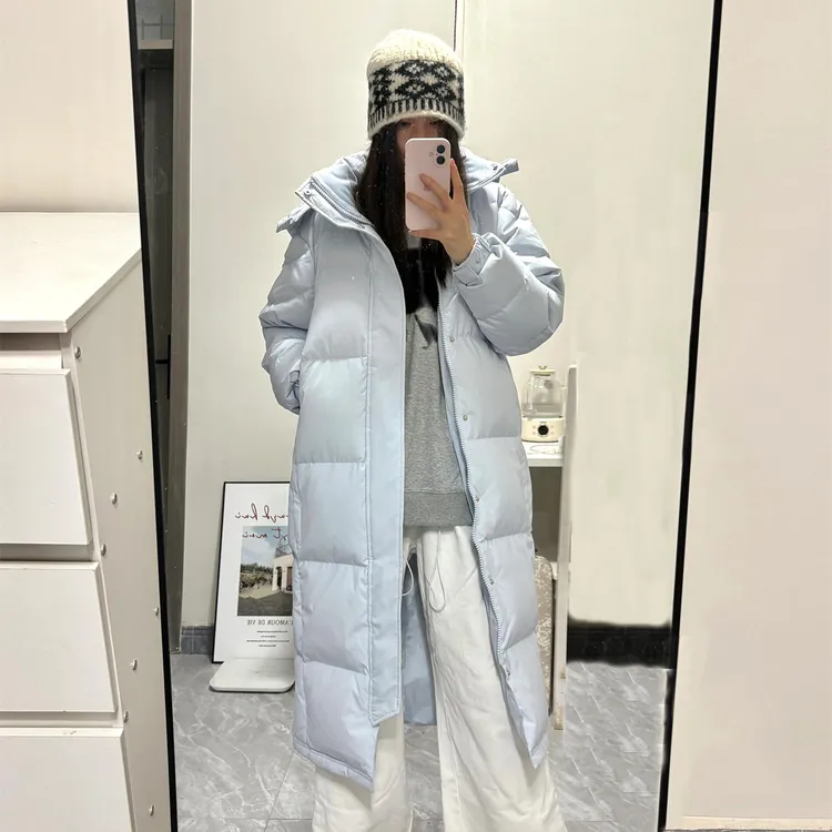 学院风加厚连帽过膝长款冬季外套女2025年新款情侣宽松中戏羽绒服