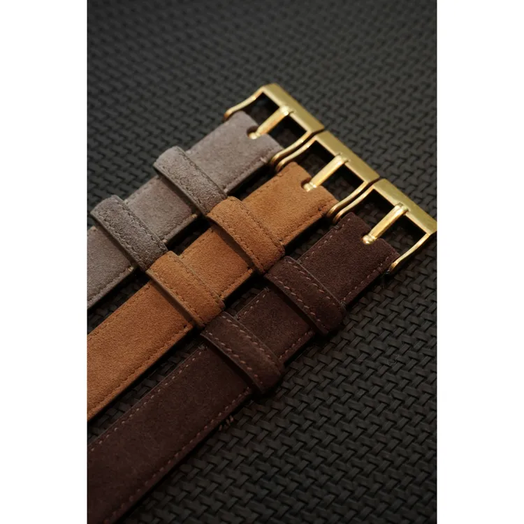 DRUNKCORNER 反绒皮面金属方扣窄款皮带真皮时尚高档复古