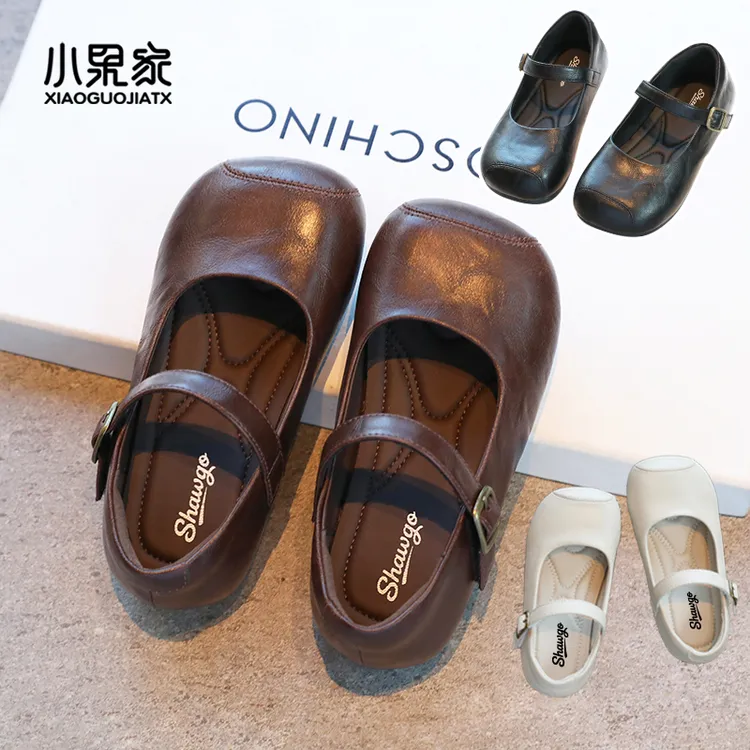 女童皮鞋春秋款儿童单鞋2025新款秋季女宝豆豆鞋小女孩鞋子英伦风