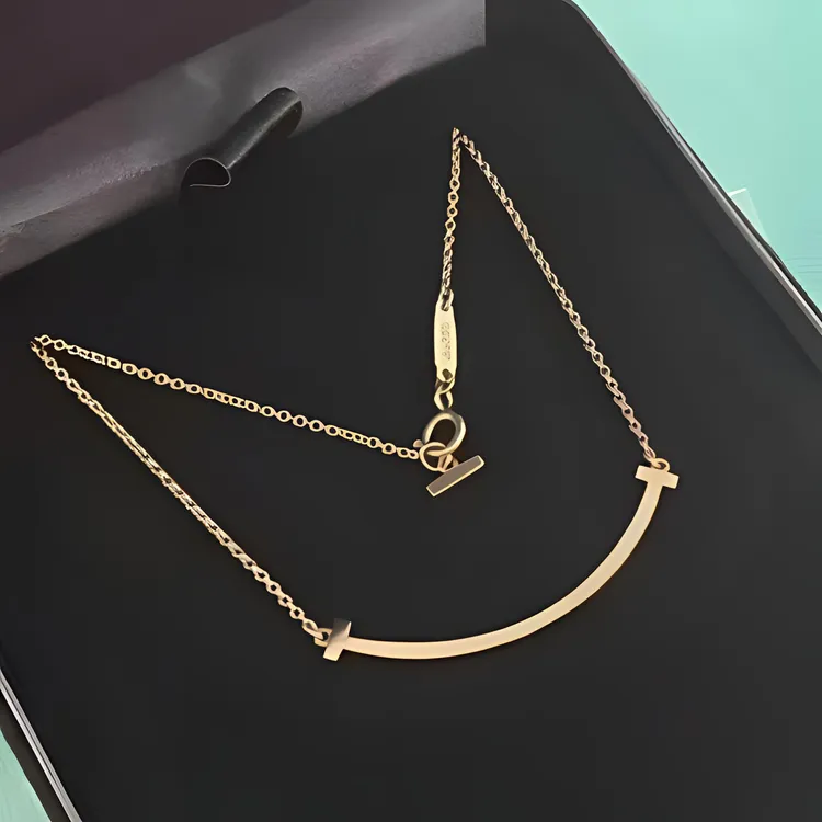 （重版）18k金彩金玫瑰金中号笑脸网红官方正品18k金四叶草项链