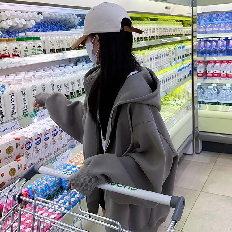 拉夏贝尔早秋外套女2025新款连帽卫衣春秋款宽松今年流行拉链开衫