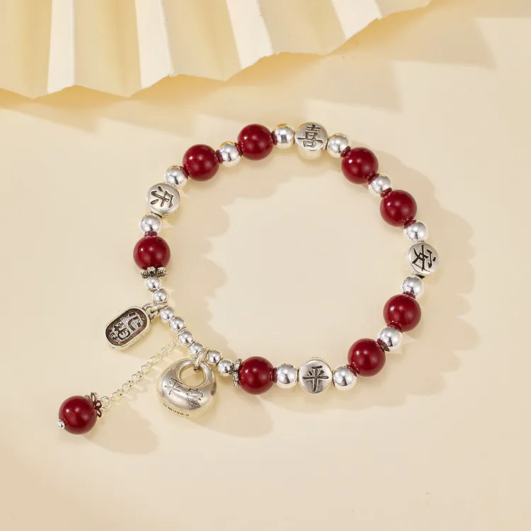 转运珠朱砂手串喜乐平安福袋手链心想事成复古民族风真言饰品小众