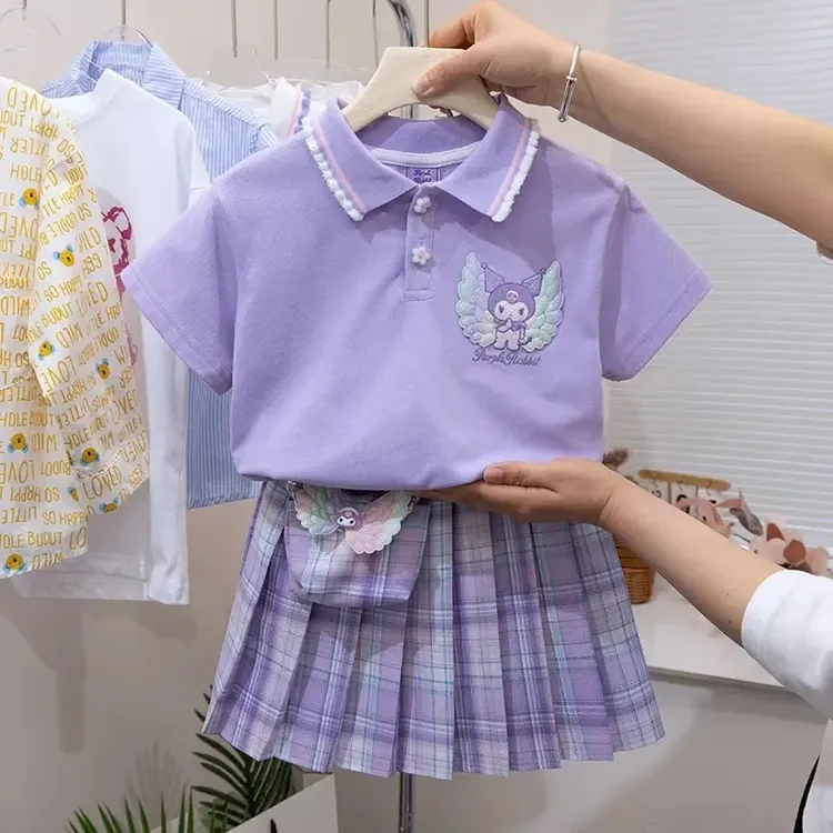 女童JK裙子夏装套装新款学院风儿童套装洋气宝宝库洛米裙子两件套