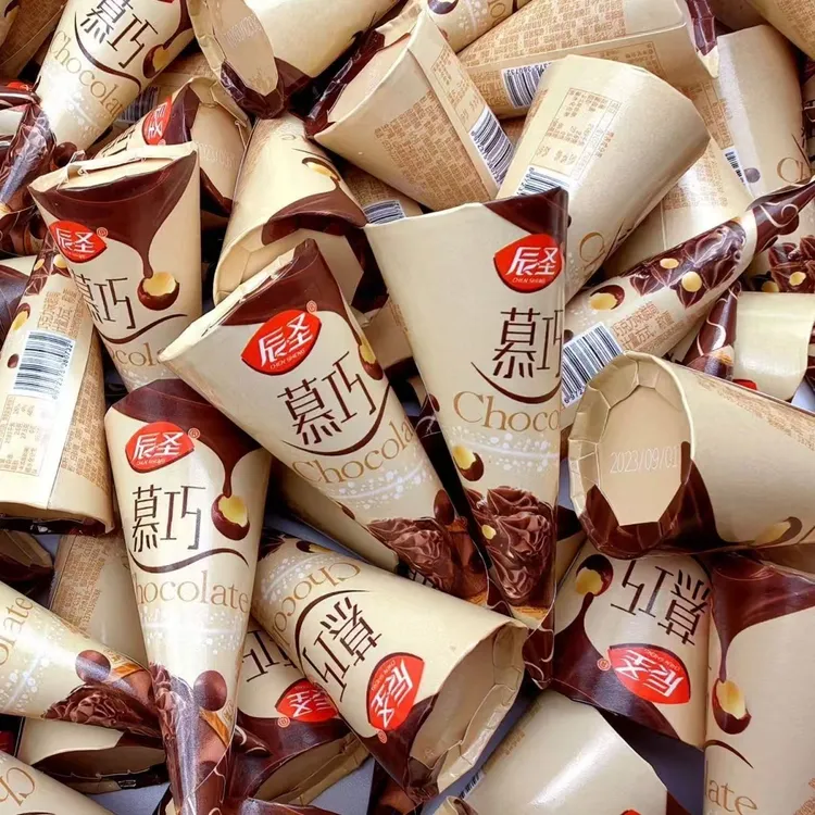 【西藏包邮】50枚夹心巧克力脆筒零食爆浆脆脆饼干甜筒休闲儿童蛋筒
