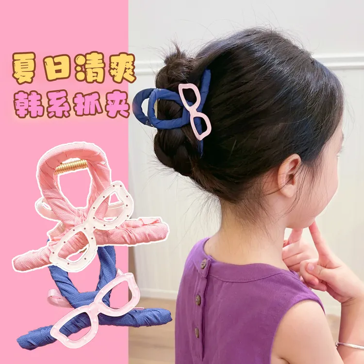 韩系抓夹儿童新款后脑勺盘发夹女孩女童少女风发抓洋气眼镜鲨鱼夹