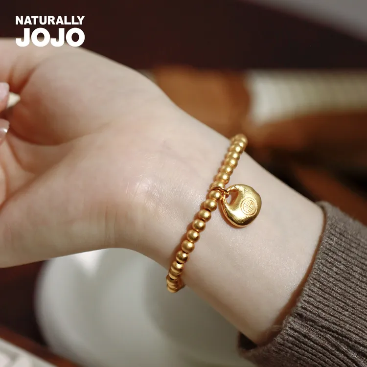 黄铜手链 福字小胖福串珠手饰女福气满满古法转运珠弹力手串百搭