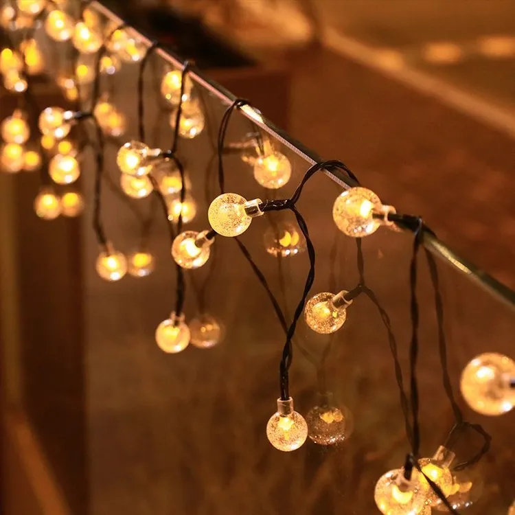 太阳能灯串户外防水庭院灯气泡球圆球水晶球节日装饰灯led小彩灯