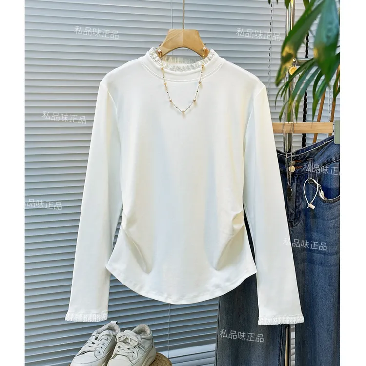 私品味秋冬女装白色内搭半高领打底衫女款爆款2025新款上衣L10031
