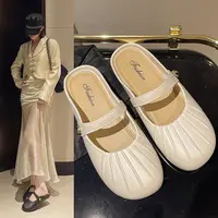 【万达折扣】促时尚新款平底包头拖鞋女生懒人鞋新款法式一脚蹬外穿