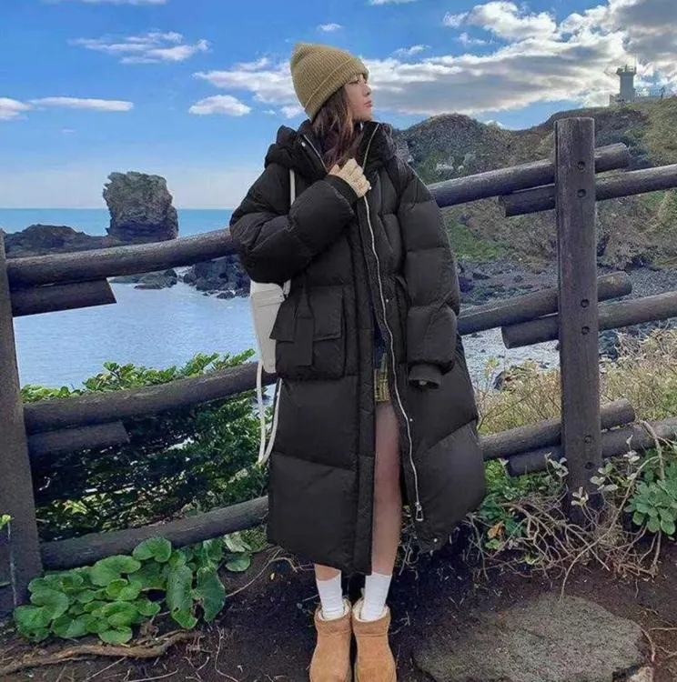 2024冬季新款韩版长款棉服女宽松棉衣加厚连帽保暖外套棉袄818款
